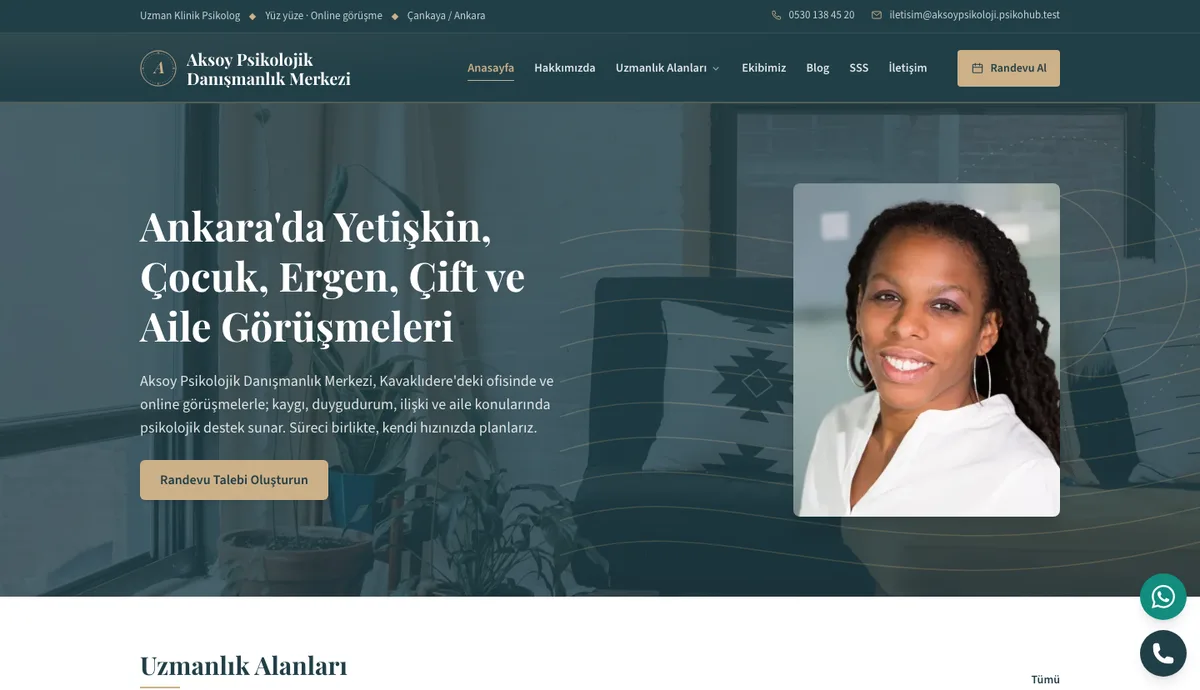 Klasik temasıyla hazırlanmış örnek psikolog sitesi